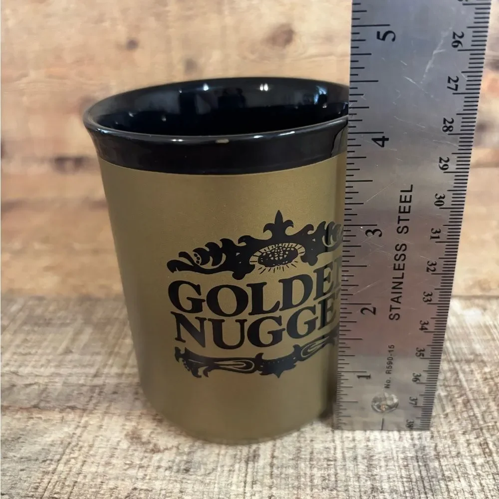 Vintage Golden Nugget Casino Coffee Mug Black/Gold Las Vegas Gift Souvenir EUC